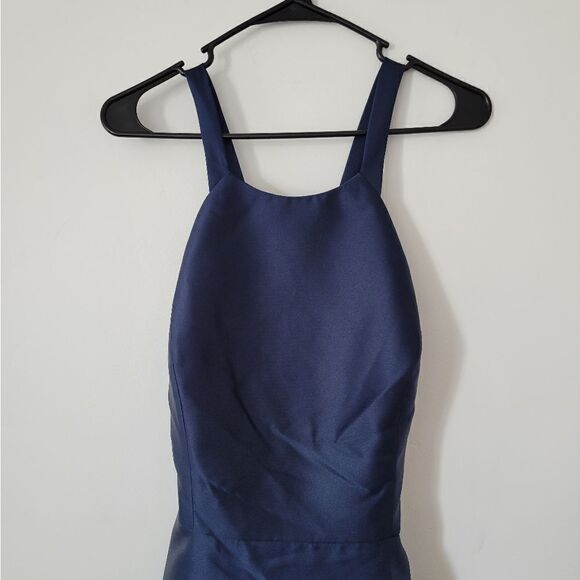 NWT Alfred Sung Halter Lace-up A-line Maxi Dess in Midnight - Picture 3 of 4